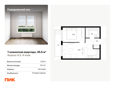 Квартира 35,5 м², 1-комнатная - изображение 1