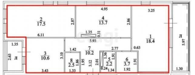 Квартира 78,8 м², 3-комнатная - изображение 1