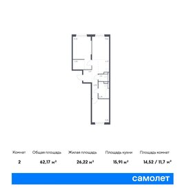 61,9 м², 2-комнатная квартира 8 355 150 ₽ - изображение 1