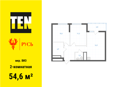 Квартира 54,6 м², 2-комнатная - изображение 1