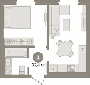 Квартира 32,4 м², 1-комнатная - изображение 1