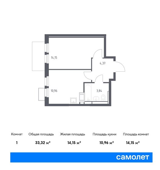 33,3 м², 1-комнатная квартира 7 877 841 ₽ - изображение 1