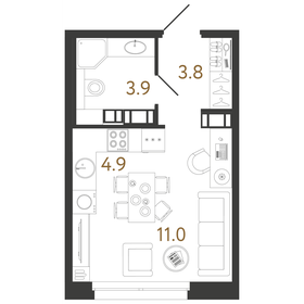 23,5 м², 2-комнатные апартаменты 5 521 003 ₽ - изображение 109