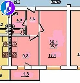 Квартира 36 м², 1-комнатная - изображение 1