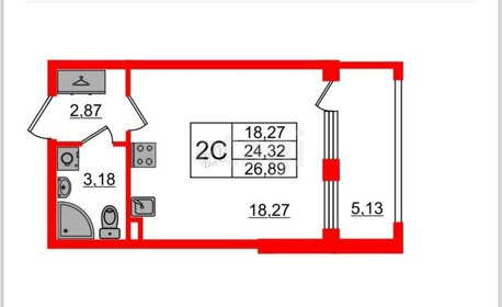 Квартира 24,5 м², студия - изображение 1