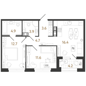 Квартира 57,8 м², 2-комнатная - изображение 1