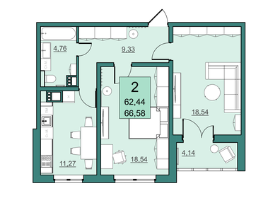 27 м², квартира-студия 2 700 ₽ в сутки - изображение 12