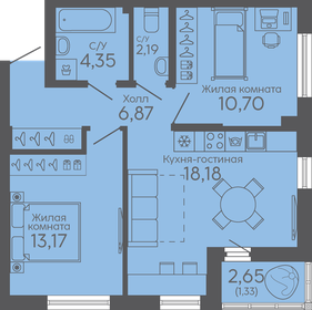 Квартира 56,8 м², 2-комнатная - изображение 1