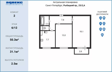 54,5 м², 2-комнатная квартира 8 500 000 ₽ - изображение 12