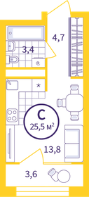 28,1 м², квартира-студия 3 200 000 ₽ - изображение 73