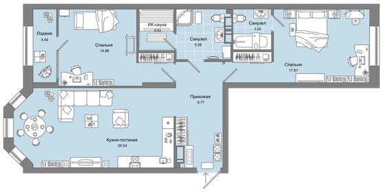 Квартира 80 м², 3-комнатная - изображение 1