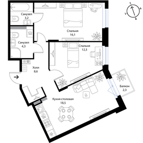 68,3 м², 3-комнатная квартира 9 500 000 ₽ - изображение 107