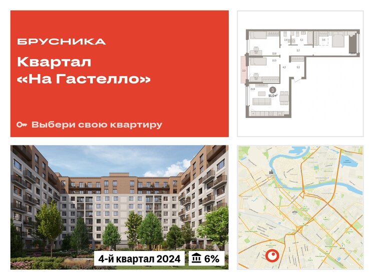 91 м², 3-комнатная квартира 11 940 000 ₽ - изображение 30