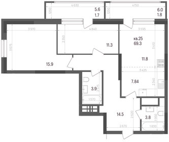 Квартира 69,3 м², 3-комнатная - изображение 1