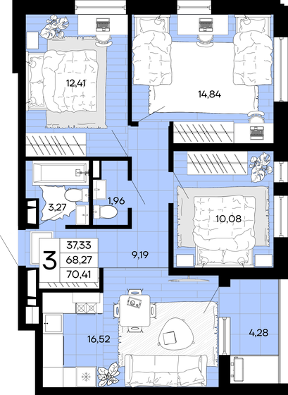 56,2 м², 2-комнатная квартира 7 018 750 ₽ - изображение 1