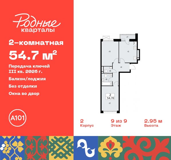 54,7 м², 2-комнатная квартира 10 061 354 ₽ - изображение 31