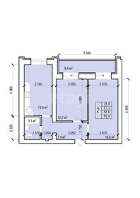 Квартира 59,9 м², 2-комнатная - изображение 1