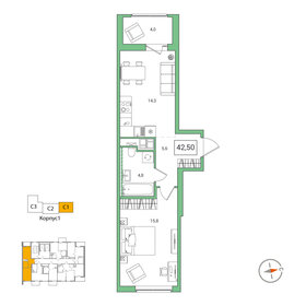 32,4 м², 1-комнатная квартира 4 571 797 ₽ - изображение 6
