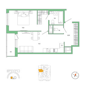 49,5 м², 1-комнатная квартира 12 876 860 ₽ - изображение 17