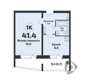 Квартира 41,4 м², 1-комнатная - изображение 1