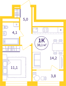 Квартира 36,2 м², 1-комнатная - изображение 1