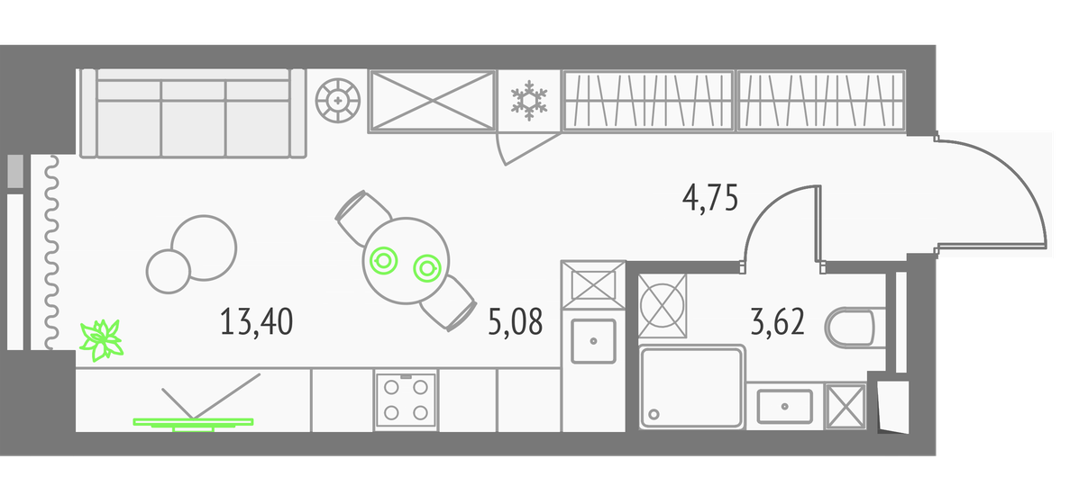 26,9 м², квартира-студия 15 629 955 ₽ - изображение 15