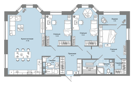 Квартира 112 м², 4-комнатная - изображение 1