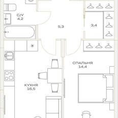 Квартира 43,8 м², 1-комнатная - изображение 2