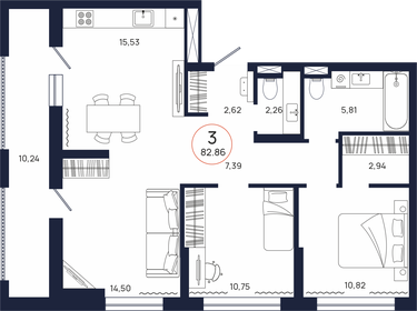 87,5 м², 3-комнатная квартира 8 923 840 ₽ - изображение 9