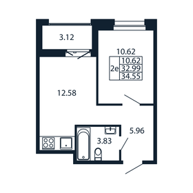 Квартира 34,6 м², 1-комнатная - изображение 4