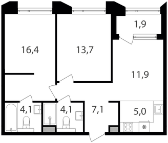 Квартира 64,2 м², 2-комнатная - изображение 1