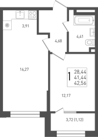 42,8 м², 1-комнатная квартира 5 859 490 ₽ - изображение 29