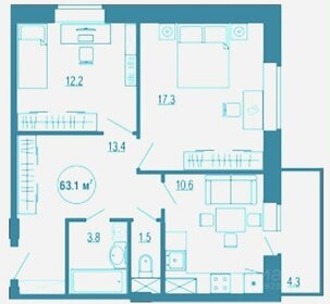 62,1 м², 2-комнатная квартира 3 242 000 ₽ - изображение 96