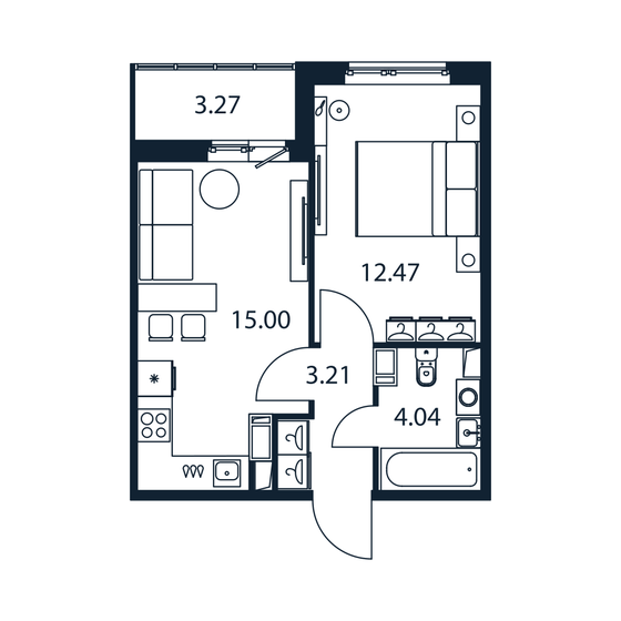 36,4 м², 1-комнатная квартира 5 596 888 ₽ - изображение 1