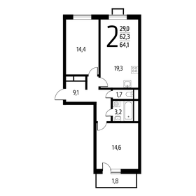 64,1 м², 2-комнатная квартира 14 371 220 ₽ - изображение 11