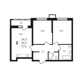 66,4 м², 2-комнатная квартира 5 950 000 ₽ - изображение 93
