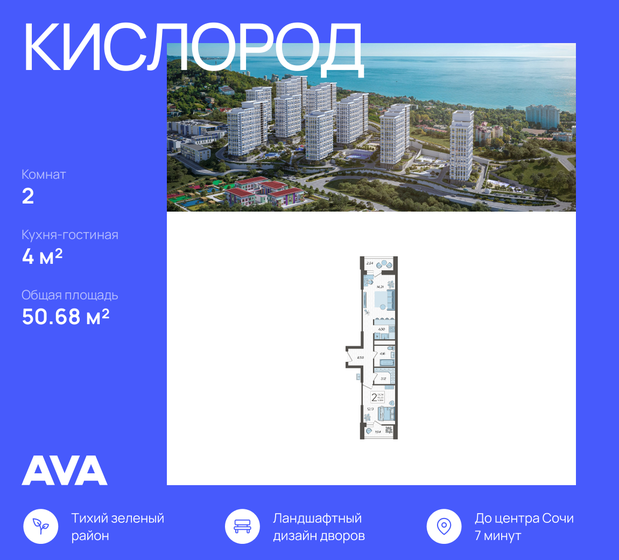 50,7 м², 2-комнатная квартира 17 879 904 ₽ - изображение 51