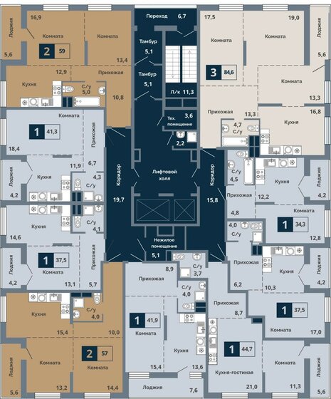 82,5 м², 3-комнатная квартира 14 491 000 ₽ - изображение 32