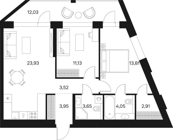 73 м², 2-комнатная квартира 33 551 606 ₽ - изображение 1