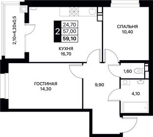 58,9 м², 2-комнатная квартира 7 038 550 ₽ - изображение 1