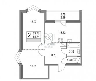 Квартира 59,6 м², 2-комнатная - изображение 1