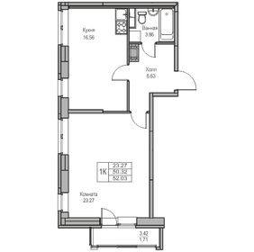 50,3 м², 1-комнатная квартира 9 427 358 ₽ - изображение 36