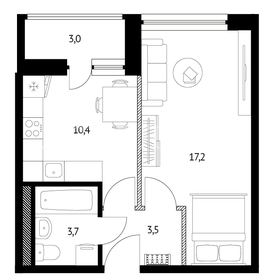 Квартира 36 м², 1-комнатная - изображение 1