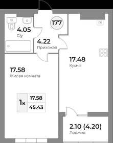 45 м², 1-комнатная квартира 10 311 870 ₽ - изображение 14