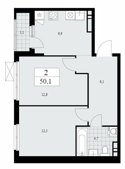 51,1 м², 2-комнатная квартира 10 300 000 ₽ - изображение 38