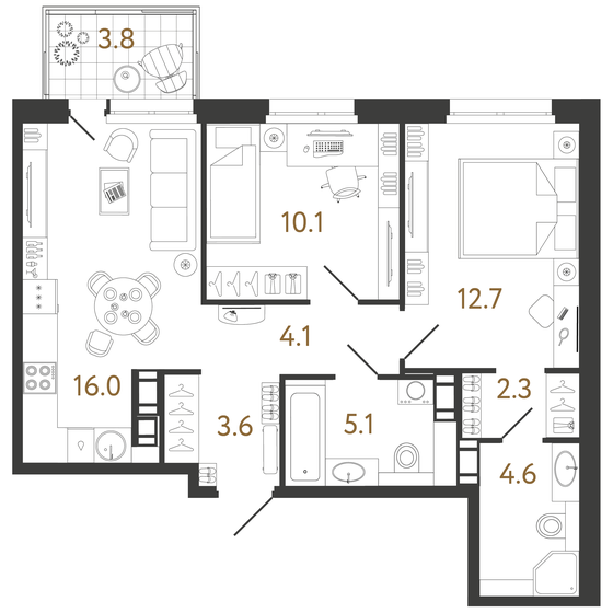 58,5 м², 2-комнатная квартира 17 936 224 ₽ - изображение 1