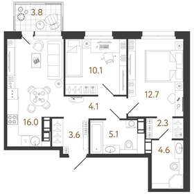 62 м², 2-комнатная квартира 10 699 000 ₽ - изображение 112