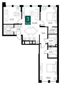 Квартира 91,6 м², 3-комнатная - изображение 1