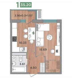 Квартира 38 м², 1-комнатная - изображение 1