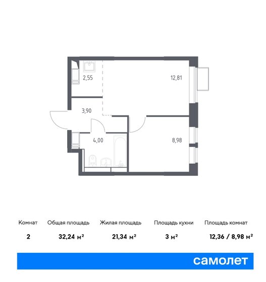 32,2 м², 1-комнатная квартира 7 839 053 ₽ - изображение 1
